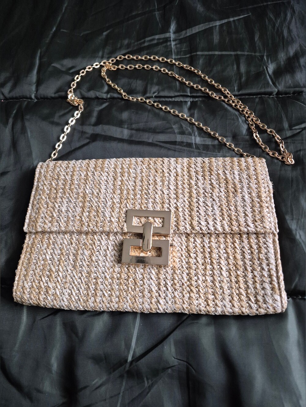 Woven straw envelope clutch summer bag - Picture 3 of 11